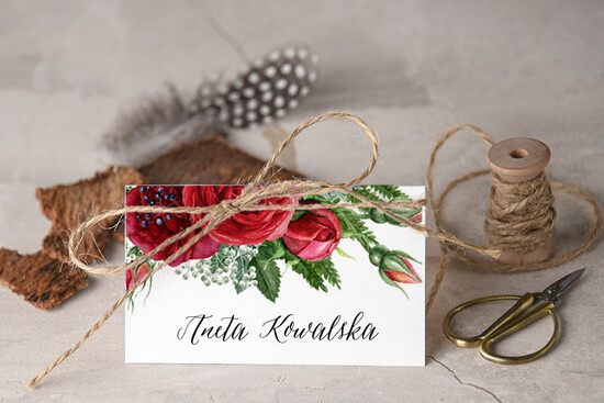 Winietki Boho/etno/pióra ręcznie robione winietki ślubne wizytówki dla gości weselnych 07/BHszK/w