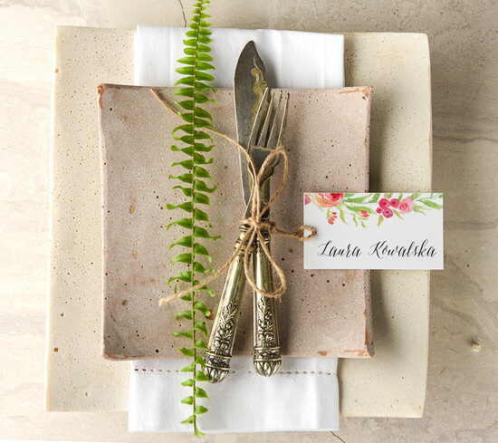 Winietki Boho/etno/pióra eleganckie winietki na stół weselny wizytówki ślubne 07/BHsz1/wP