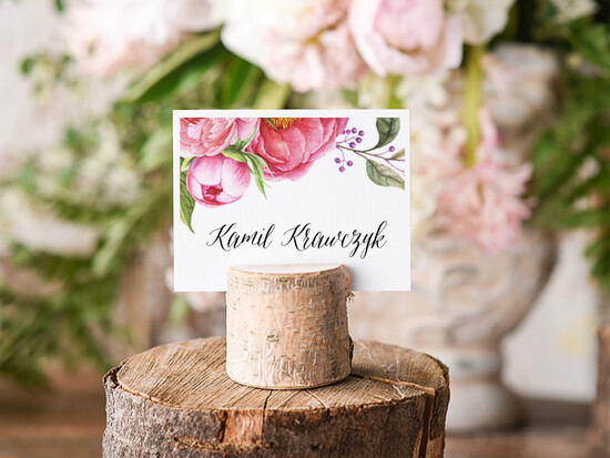 Winietki Boho/etno/pióra eleganckie winietki na stół weselny wizytówki ślubne 09/BhszK/wDR