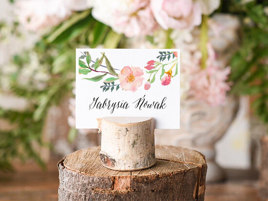 Winietki Boho/etno/pióra winietki ślubne wizytówki na stół weselny 09/bhSZ/wDR