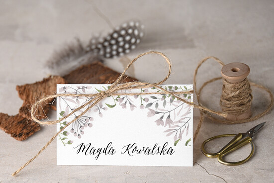 Winietki Boho/etno/pióra ręcznie robione winietki ślubne wizytówki dla gości weselnych 11/BHsz1/w