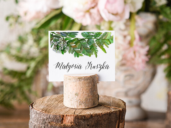 Winietki Boho/etno/pióra ślubne winietki wizytówki dla gości weselnych 13/BHszK1/wDR