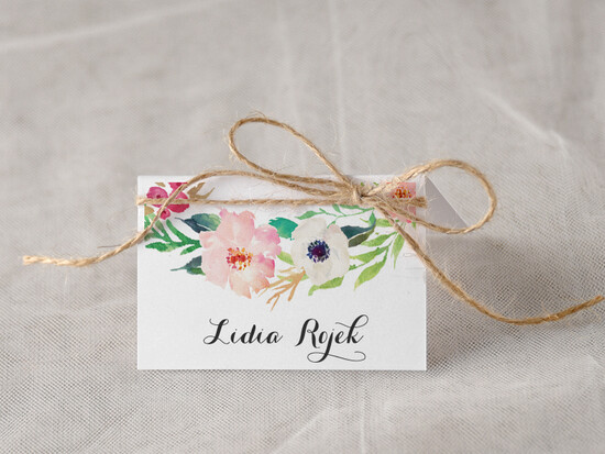 Winietki Boho/etno/pióra ręcznie robione winietki ślubne wizytówki dla gości weselnych 15/bhSz/w