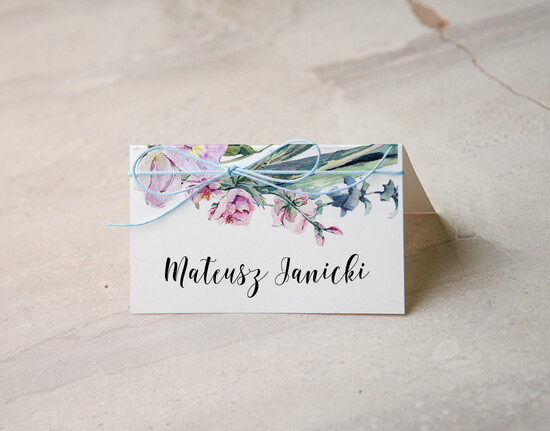 Winietki Boho/etno/pióra ślubne winietki na stół weselny 17/cc/w