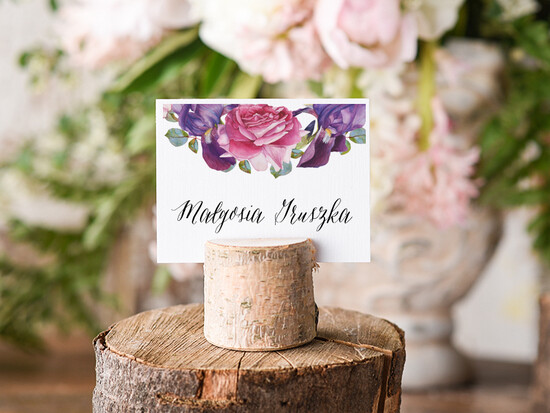 Winietki Boho/etno/pióra ślubne wizytówki winietki na stół weselny 21/cc/wDR