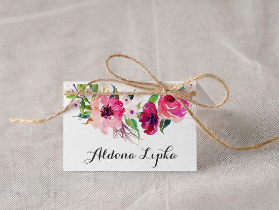 Winietki Boho/etno/pióra winietki ślubne wizytówki dla gości weselnych 26/bhSZ/w