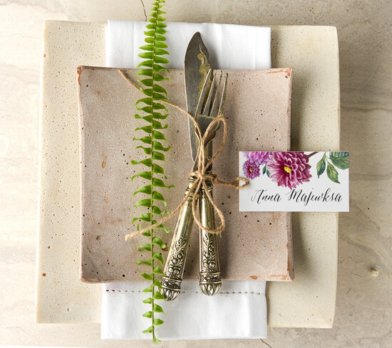 Winietki Boho/etno/pióra usadzenie gości na weselu winietki 48/cc/w