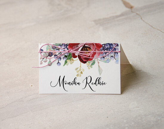 Winietki Boho/etno/pióra ślubne wizytówki winietki na stół weselny 93/cc/w