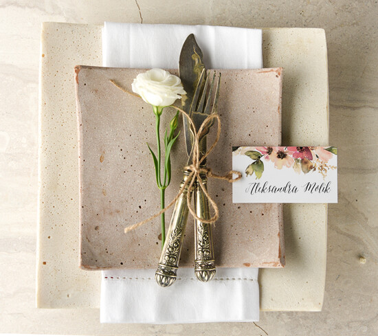 Winietki Boho/etno/pióra winietki ślubne wizytówki dla gości weselnych 01/bhsz2/wP