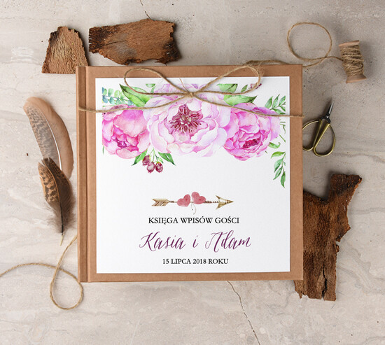 Księgi wpisów gości Boho/etno/pióra ksiega gosci na zdjecia z fotobudki, rustykalne glam wasze imiona i data 03/BHszF/kwg
