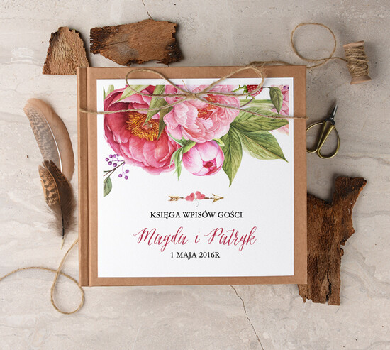 Księgi wpisów gości Boho/etno/pióra pamiatkowa ksiega gosci weselnych, boho style z romantycznymi elementami 09/BHszK/kwg