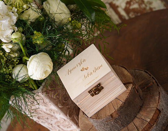 Pudełka Szkatułki na Obrączki szkatułki rustykalne pudełko na obrączki drewniana szkatułka  03/DRP2/szk