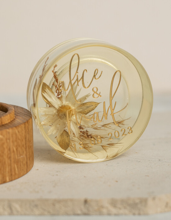 Pudełka Szkatułki na Obrączki szkatułki szkatułka na obrączki z kwiatami, pudełko na obrączki z żywicy, pudełko na obrączki z zatopionymi kw 02/szk/szk