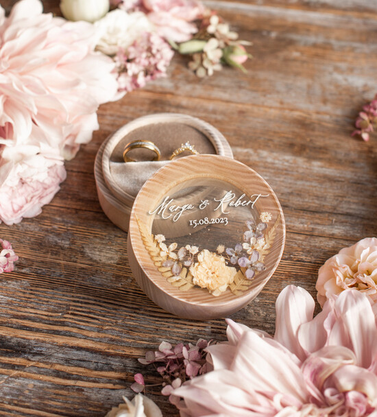 Pudełka Szkatułki na Obrączki szkatułki personalizowane pudełko na obrączki ślubne 24/pudkwiat/szk