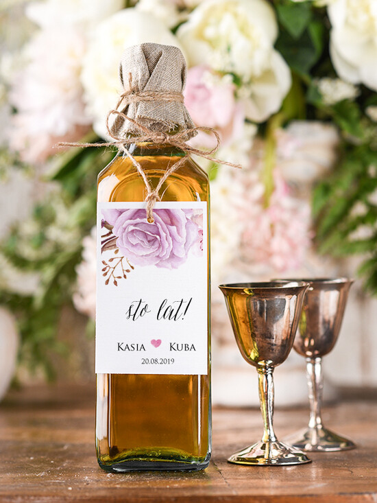 Zawieszki na butelki boho/etno/pióra zawieszka na alkohol weselny, boho eleganckie wasza tresc 001/BHszK/zw