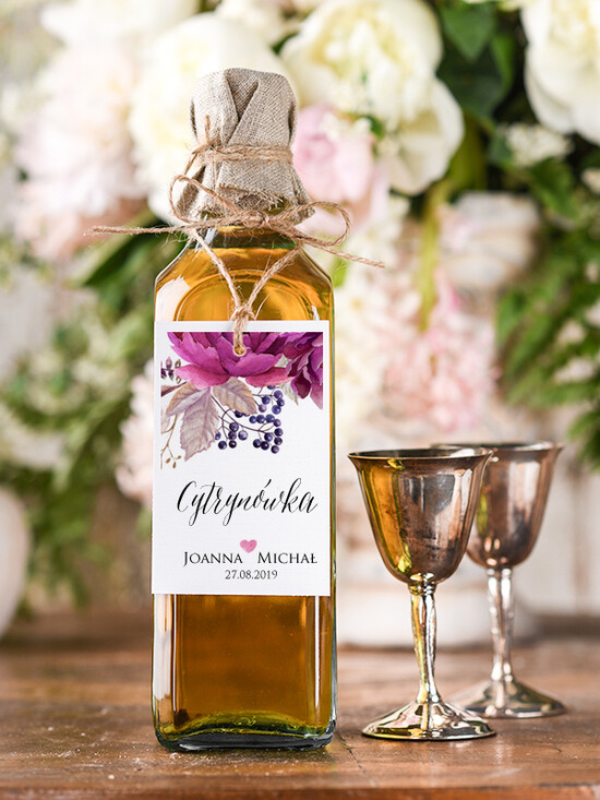 Zawieszki na butelki boho/etno/pióra etykieta na wódkę zawieszka na alkohol weselny, boho dowolna tresc 03/BHszK/zw