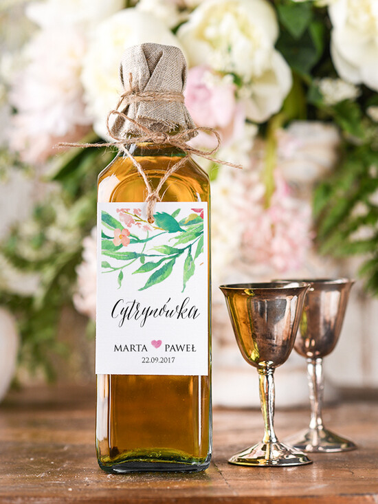 Zawieszki na butelki boho/etno/pióra etykieta na wódkę weselną, boho smieszna tresc 16/bhSZ/zw