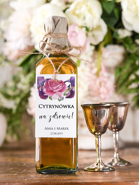 Zawieszki na butelki boho/etno/pióra etykieta na wódkę weselną, boho smieszna tresc 21/cc/zw