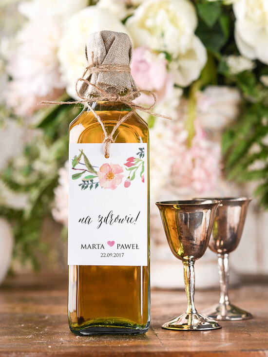 Zawieszki na butelki boho/etno/pióra ślubne zawieszki na alkohol, boho wasz tekst 09/bhSZ/zw