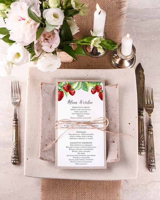 Menu boho menu weselne na stoły karta dań weselnych, boho na romantyczne wesele 76/cc/m