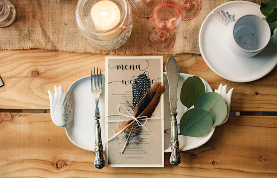 Menu boho menu weselne na stół karta dań weselnych, boho na romantyczne wesele 01/BohoP/m