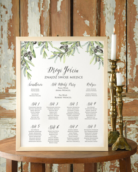 Plany stołów Plakaty Boho powitanie gości na sali ślubnej i plan stołów, boho styl romantyczne kwiaty 10/ccs/PL