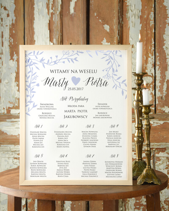 Plany stołów Plakaty Boho powitanie i usadzenie gości plan stołów weselnych, boho styl romantyczne kwiaty 13/CC/PL