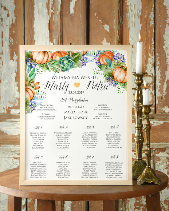 Plany stołów Plakaty Boho planer ślubny plan usadzenia gości na weselu, plakaty boho kwiaty eteryczne 54/cc/PL