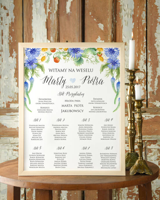 Plany stołów Plakaty Boho tablica informacyjna dla gości weselnych, w stylu boho romantyczne kwiaty\\ 83/cc/PL