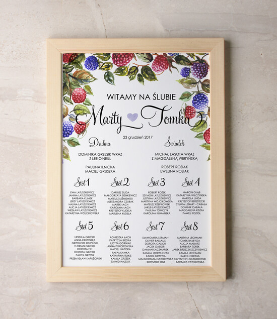 Plany stołów Plakaty Boho plan stołów  weselnych usadzenie gości na weselu, w stylu boho romantyczne kwiaty\\ 92/cc/PL