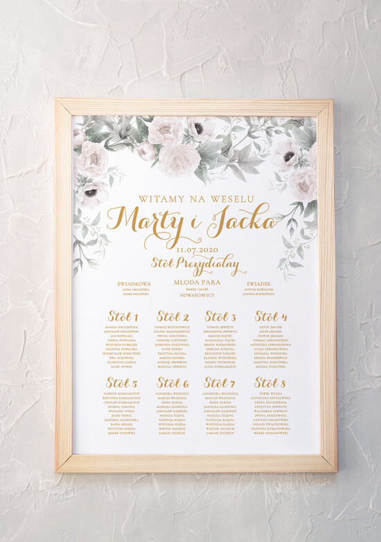 Plany stołów Plakaty Boho powitanie gości na sali ślubnej i plan stołów boho styl pastelowe kwiaty   4/CB/PL