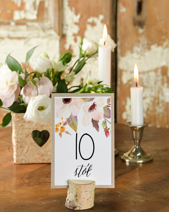 Numery na stół Boho/Etno/Pióra tabliczka z numerem stołu weselnego, boho styl usadzenie gości 03/glBH1/nr