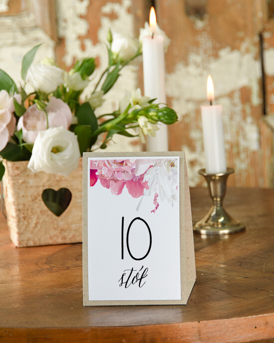Numery na stół Boho/Etno/Pióra numerki na stoliki ślubne, usadzenie gosci w stylu boho 06/glBh/nrS