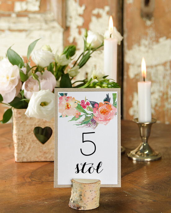Numery na stół Boho/Etno/Pióra numerki na stół stoły weselne, pióra kwiaty boho stylowe 22/bhSZ/nr