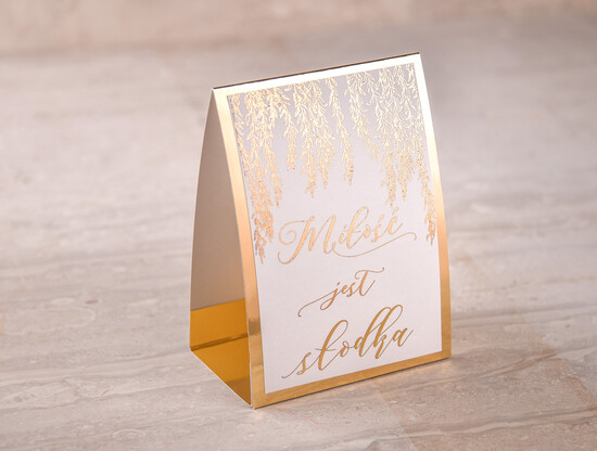 Numery na stół Glamour numerek stojak na stół weselny, złoto klasyczna elegancja w stylu glamour 002/Ggl1/nr