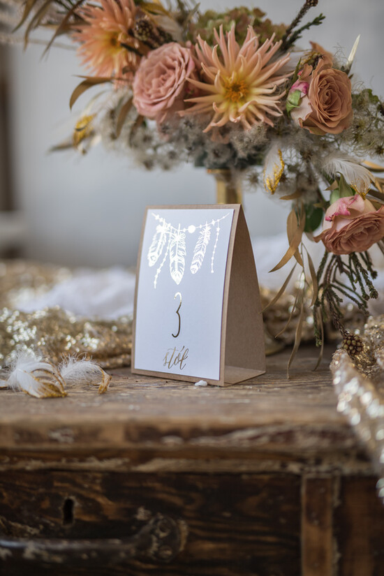 Numery na stół Glamour numerki na stół stoły weselne, styl glamour zlocone i błyszczące 02/GLz7/nr