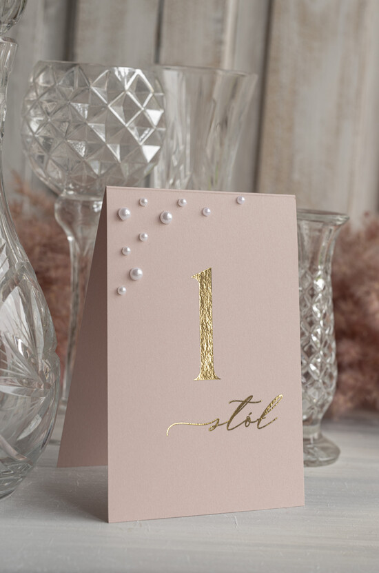 Numery na stół Glamour numerki na stoliki ślubne, złoto klasyczna elegancja w stylu glamou, numerki na stoły weselne z pere 01/perKper/Nrs
