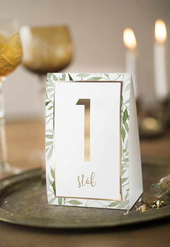 Numery na stół Glamour numerek stojak na stół weselny, zlocone w stylu glamour 05/GNO/nrS