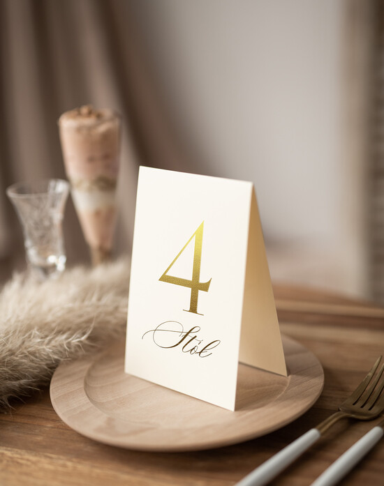 Numery na stół Glamour złote eleganckie numery na stoły na wesele, numerki na stół weselny złote w stylu glamour, ozdoba na 01/KZŁkalSs/nrS25