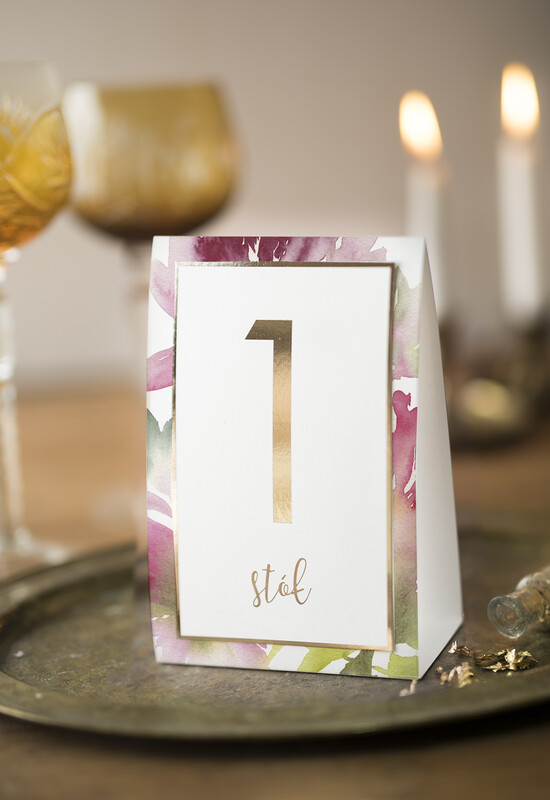 Numery na stół Glamour numerki na stoliki ślubne, złote złocone eleganckie i klasyczne 09/GNO/nrS