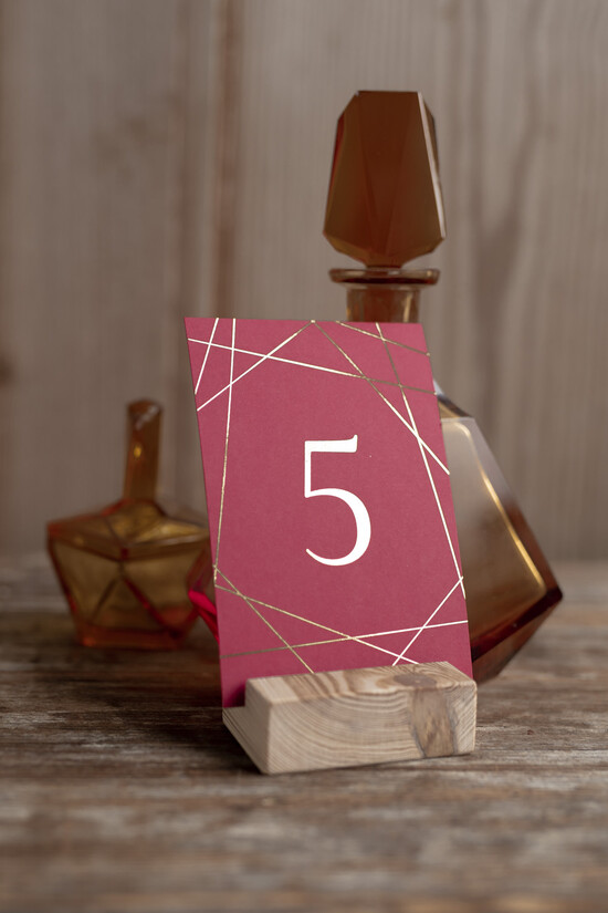 Numery na stół Glamour numerek stojak na stół weselny złote klasyczne i eleganckie, numeracja stołów weselnych, eleganckie  01/geomlam/nrS