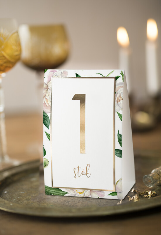 Numery na stół Glamour usadzenie gości numery na stół weselny, styl glamour zlocone i błyszczące 10/GNO/nrS