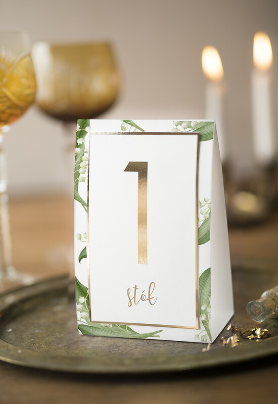 Numery na stół Glamour usadzenie gości numery na stół weselny, styl glamour zlocone i błyszczące 11/GNO/nrS