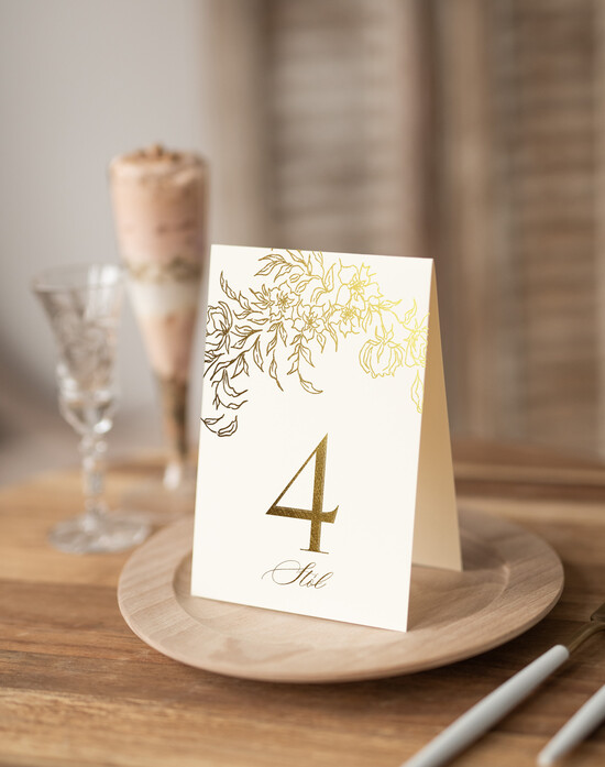 Numery na stół Glamour złote eleganckie numery na stoły na wesele, numerki na stół weselny złote w stylu glamour, ozdoba na 01/kopZŁI/nrS25