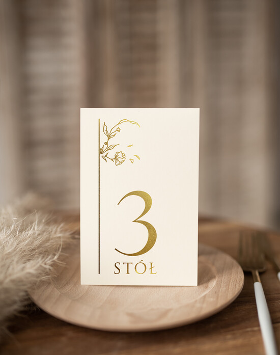 Numery na stół Glamour złote eleganckie numery na stoły na wesele, numerki na stół weselny złote w stylu glamour, ozdoba na 06/goldskl3szn/nrS25