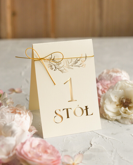 Numery na stół Glamour numery na stół gości weselnych, złote numerki na stol weselny w stylu glamour, eleganckie numerki na 03/goldbs/nrS