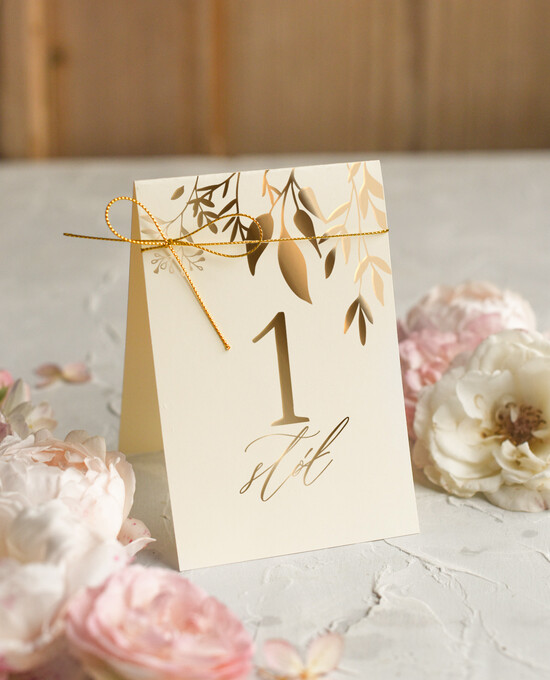 Numery na stół Glamour numery na stół gości weselnych, złote numerki na stol weselny w stylu glamour, eleganckie numerki na 02/goldsk/nrS