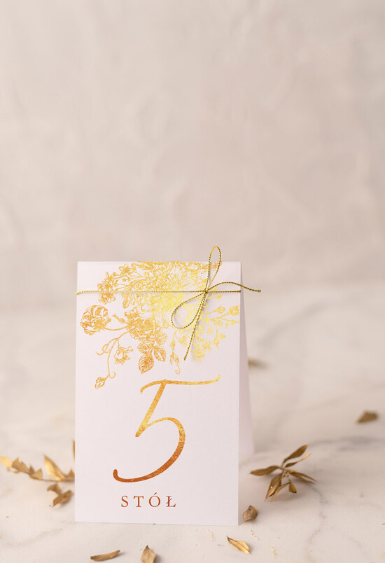 Numery na stół Glamour numery na stoły weselne, styl glamour zlocone i błyszczące 1/glamP/nrS