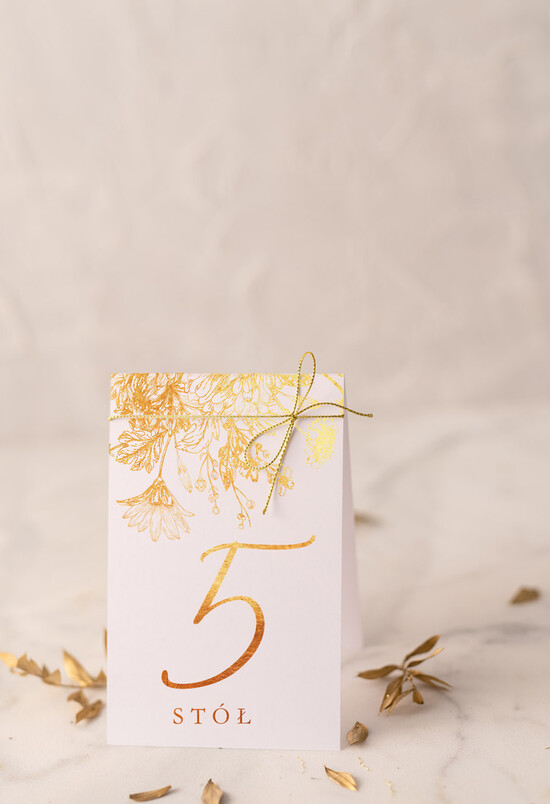 Numery na stół Glamour numery na stół gości weselnych, zlocone w stylu glamour 2/glamPt/nrS
