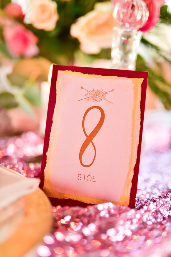 Numery na stół Glamour numerek na stół weselny, zlocone w stylu glamour 03/GlgA/nrS